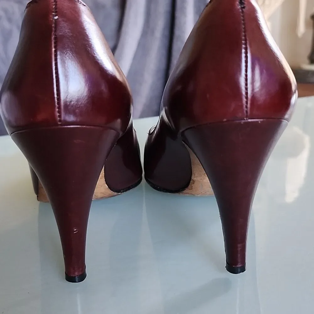 Ferragamo Leather Heels Quiet Luxury Retro Elegance Size 7